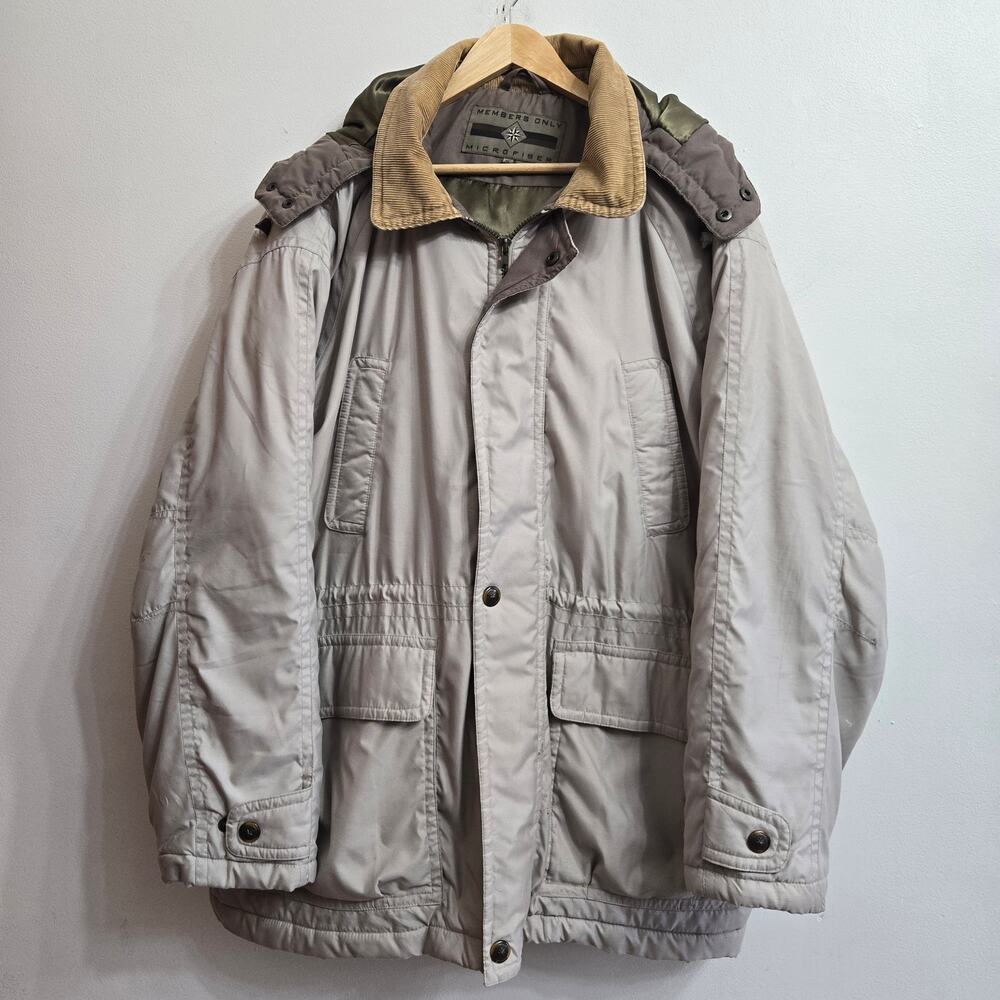 Members Only Mens Vtg 90s Corduroy Collar Thick Microfiber Hooded Chore Coat XL